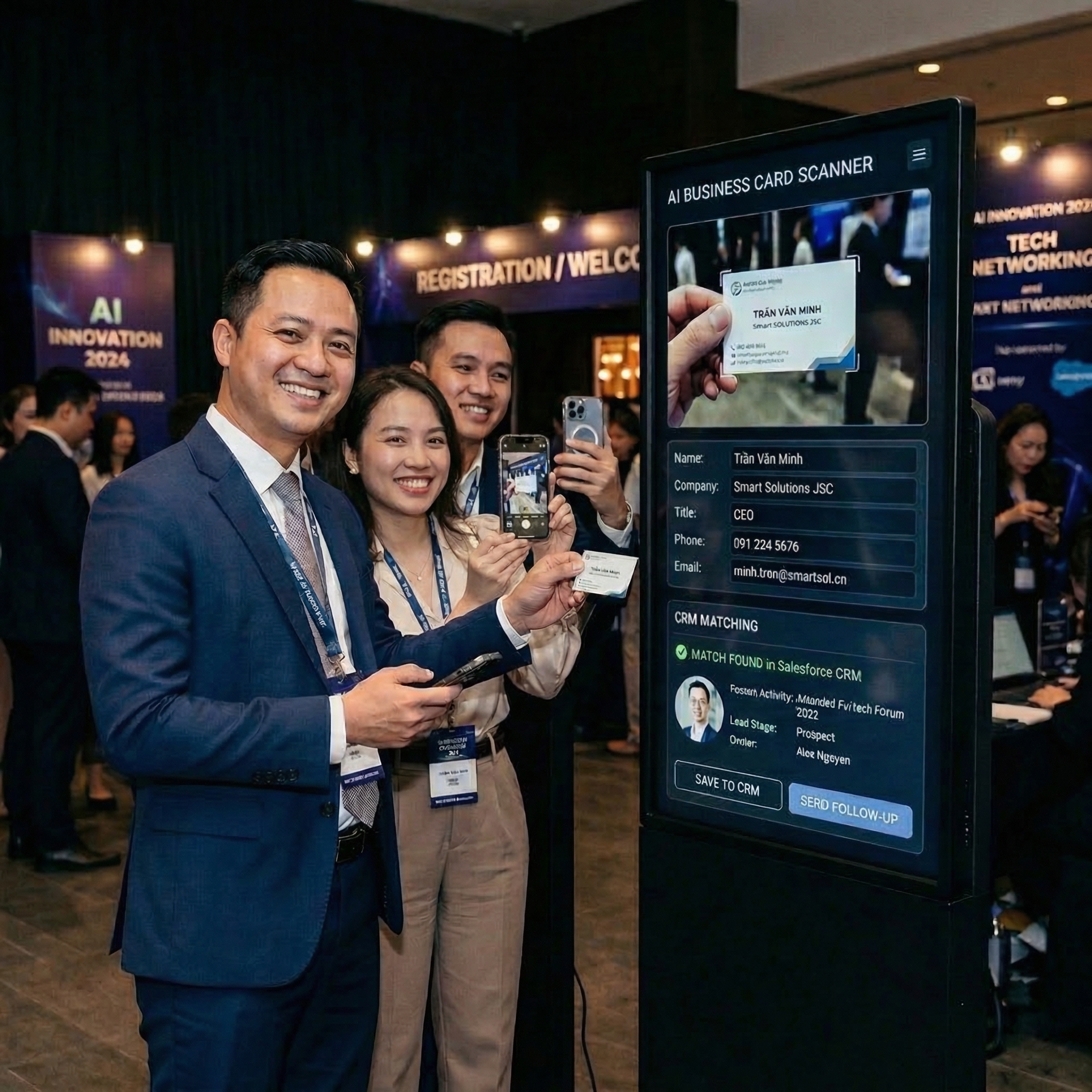 AI Name Card Scanner: Đồng bộ CRM và follow-up